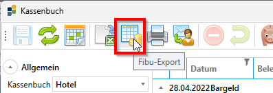 Kassenbuch - FibuExport durchführen
