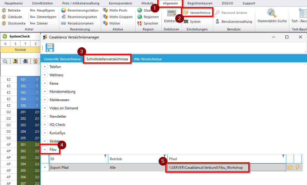 Allgemein -&gt; Verzeichnisse -&gt; Schnittstellenverzeichnisse -&gt; Fibu