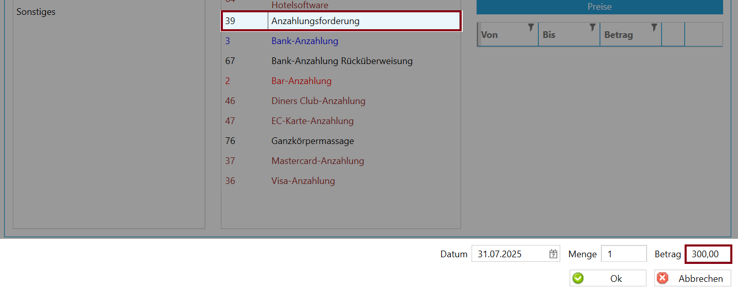 Anzahlungsrechnung