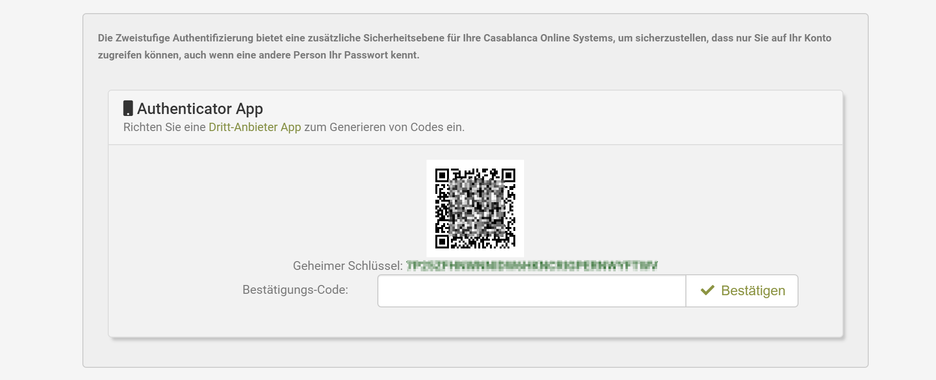 QR-Code zur Aktivierung