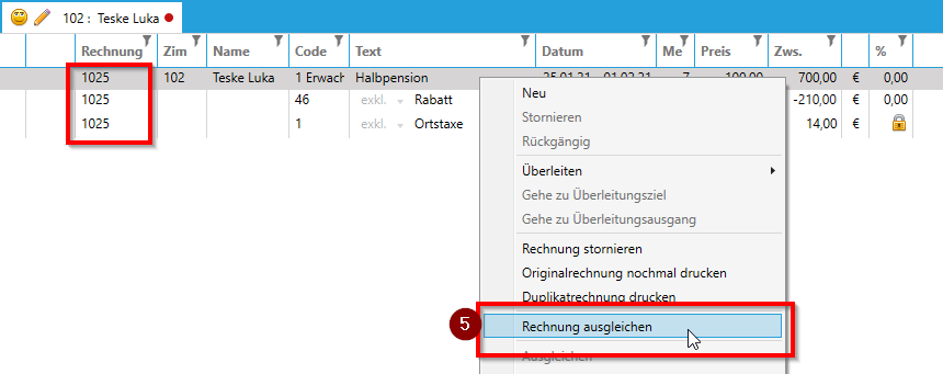 Rechnung ausgleichen