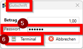 Gutschrift zum Terminal senden