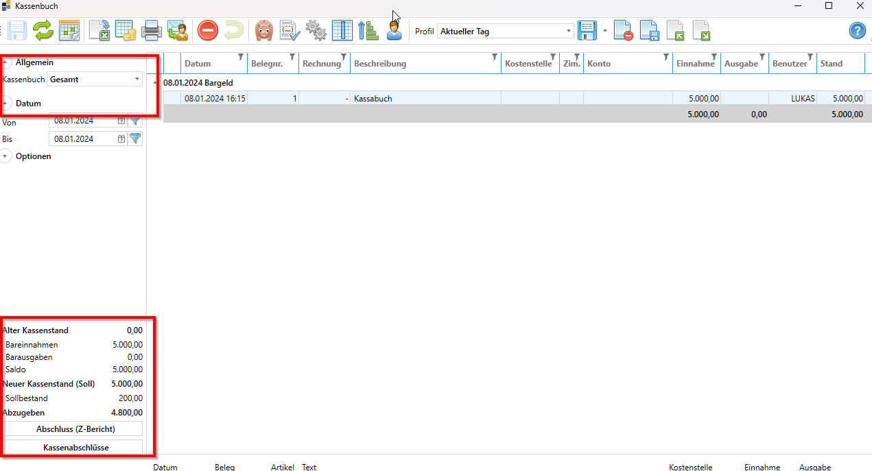 Kassenbuch Gesamt