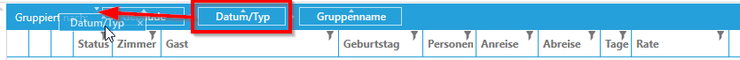 Gruppierung durch ziehen der Felder ändern