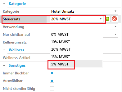 Steuersatz umstellen