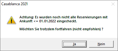 Nicht alle Reservierungen eingecheckt