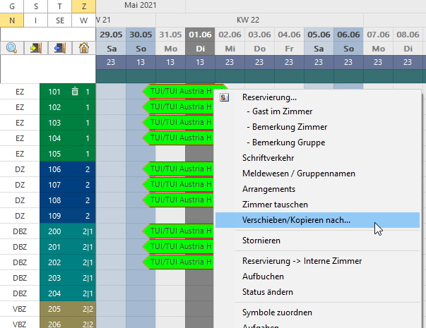 Buchung Verschieben/Kopieren nach...