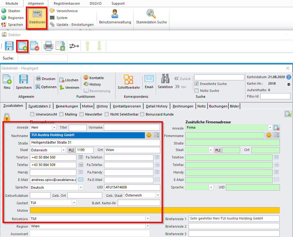 Debitor anlegen