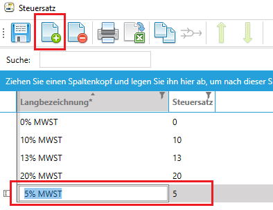 Steuersatz erstellen