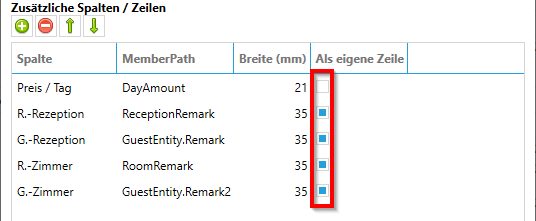 Option &quot;Als eigene Zeile&quot;