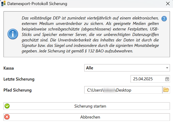 Erinnerung Datensicherung