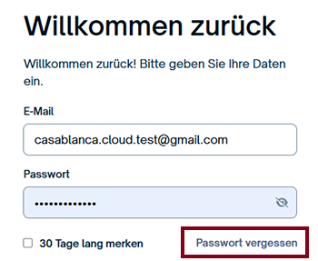 Passwort anfordern