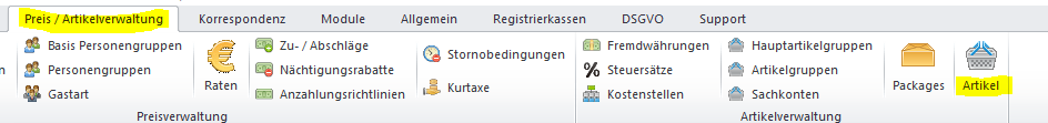 Preis / Artikelverwaltung -&gt; Artikel