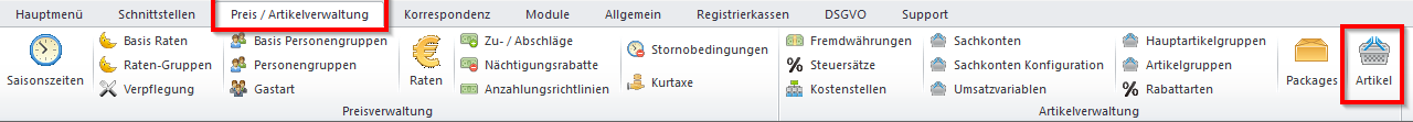 Preis / Artikelverwaltung -&gt; Artikel