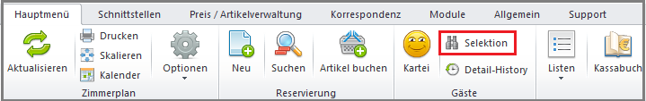 Menüpunkt Selektion