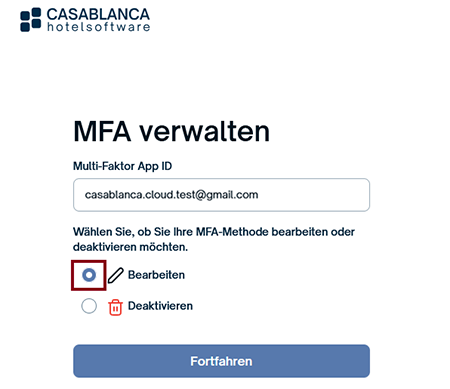 MFA bearbeiten