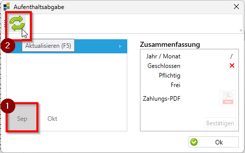 Monat auswählen und aktualisieren