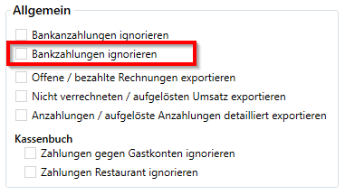 Bankzahlungen ignorieren