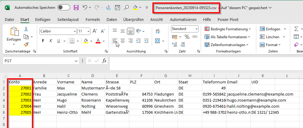 Personenkonten Datei