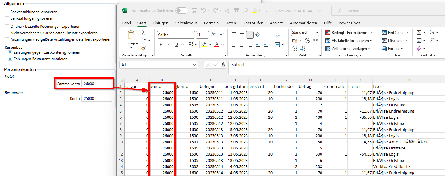 Personenkonto - Hotel / Sammelkonto