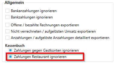 Zahlungen Restaurant ignorieren