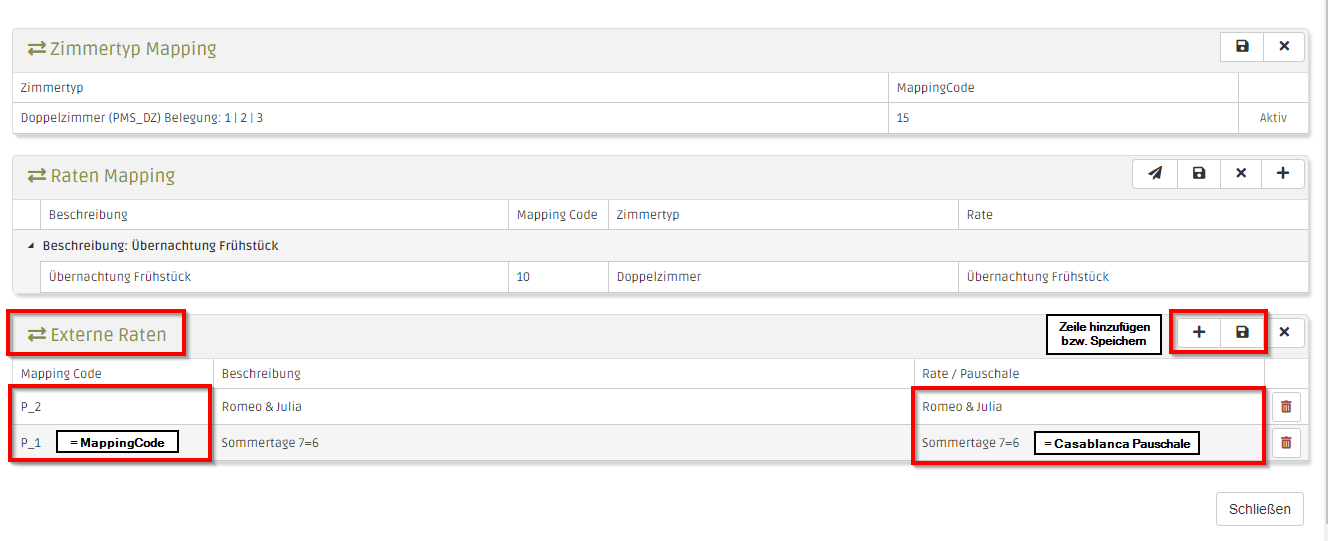 Pauschalen Mappings