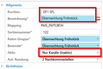 Basis Rate - Einstellungen