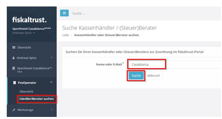 PosOperator -&gt; Händler/Berater suchen