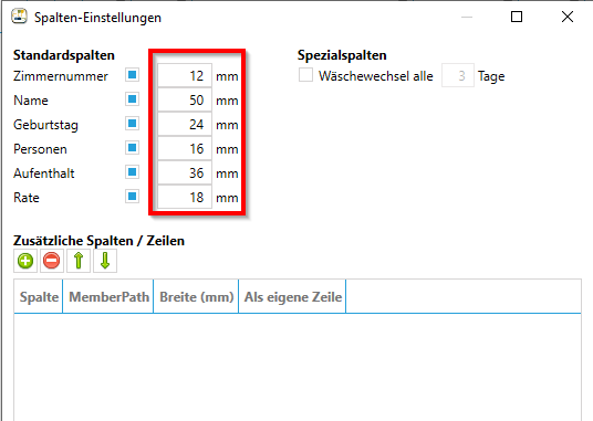 Standardspaltenbreite ändern