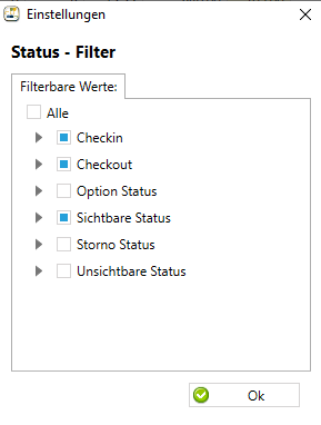 Status Filter Fenster