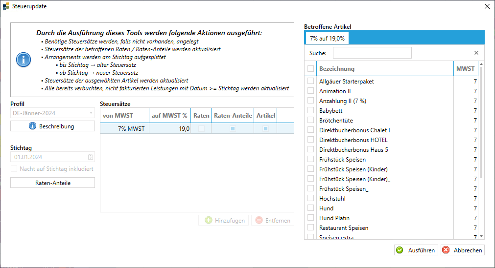 Steuerupdate Tool erscheint