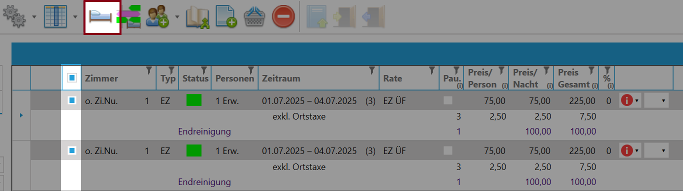 Zimmer zuweisen